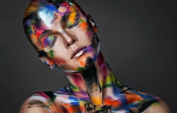 Picture girl, portrait, makeup, body art, make-up