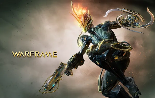 Picture gun, weapons, fire, the game, blade, soldiers, armor, Warframe