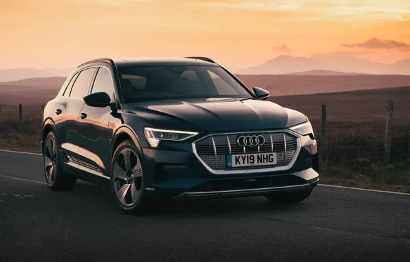 Picture sunset, Audi, the evening, crossover, E-Tron, 2019, UK version, electrocreaser