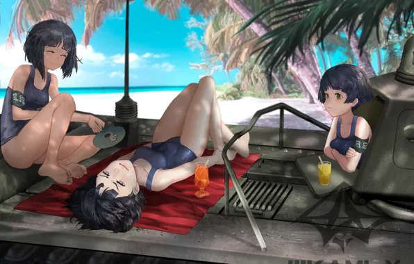 Picture Beach, Girls, Cocktail, Summer, Tank, Girls And Panzer