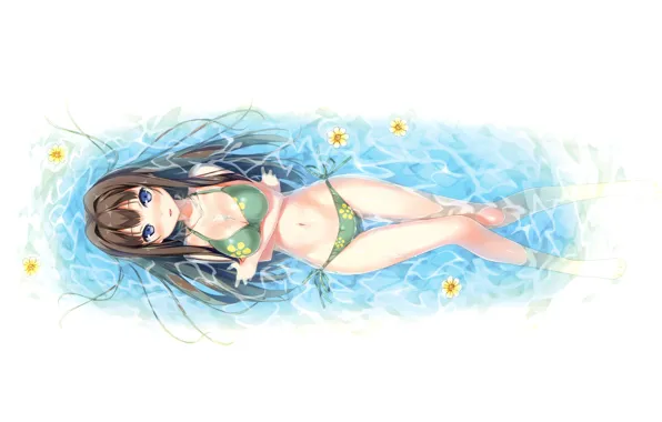 Picture bikini, flowers, long hair, looking up, Your Diary, visual novel, is in the water, law, …
