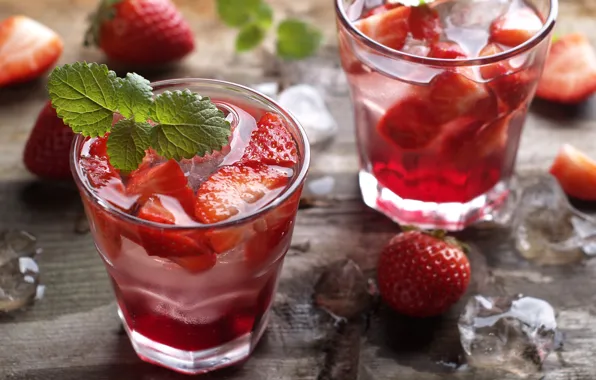 Picture ice, strawberry, drink, mint