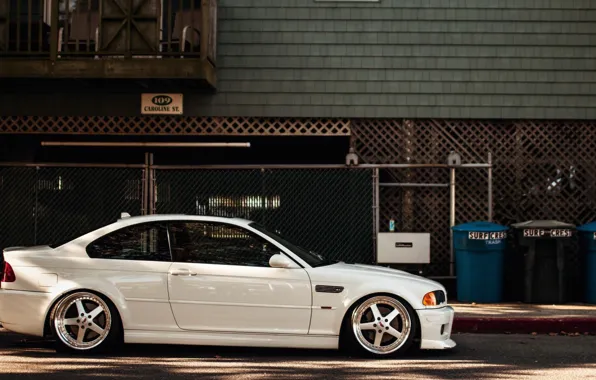 Picture BMW, White, Side, Tuning, BMW M3, Stance, M3 E46