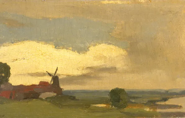 Picture oil, picture, 1923, Willem Witsen, Виллем Витсен, Пейзаж с мельницей в Вийк бий Дуурстеде