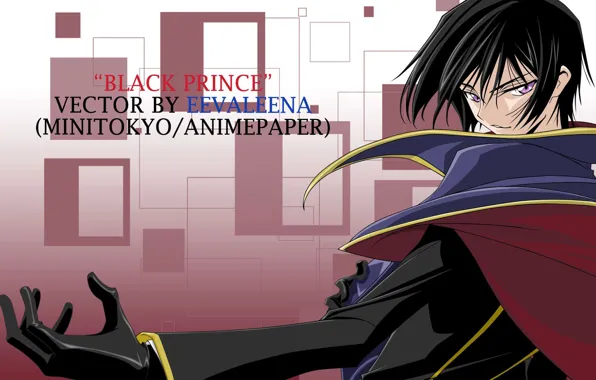 Picture look, background, hand, anime, squares, art, guy, cloak, Code Geass, Lilus