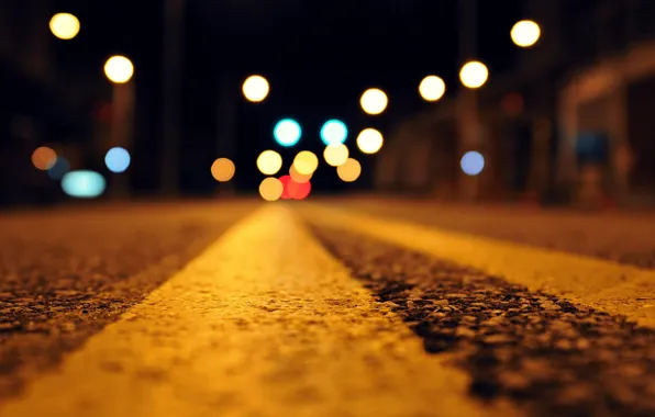 Picture road, night, the city, lights, street, bokeh, bokeh