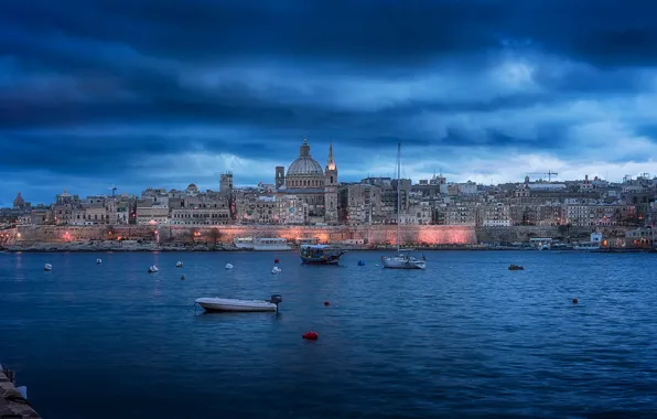 Picture sea, home, Malta, Valletta