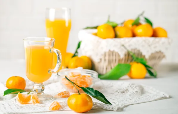 Picture juice, Cup, fresh, tangerines