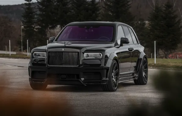Picture Rolls Royce, Black, SUV, Brick, Cullinan