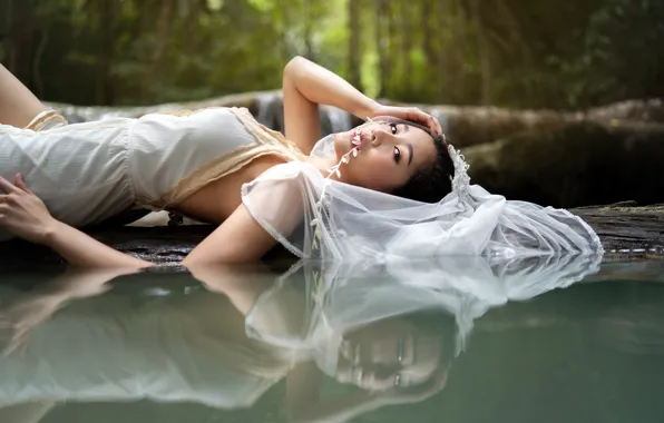Picture girl, nature, Asian, the bride