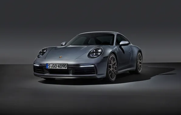 Picture grey, background, coupe, 911, Porsche, Carrera 4S, 992, 2019