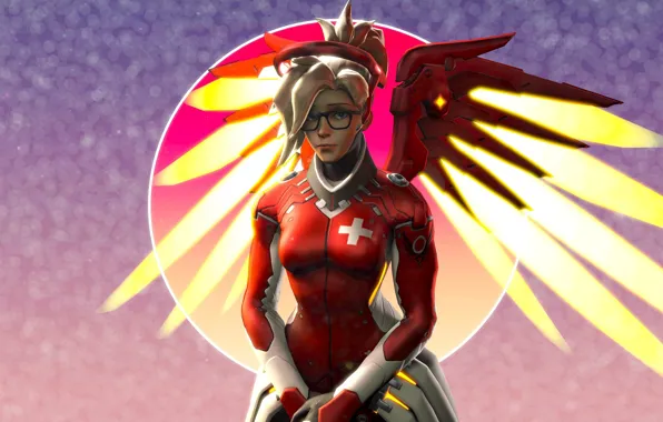 Picture girl, background, wings, Overwatch
