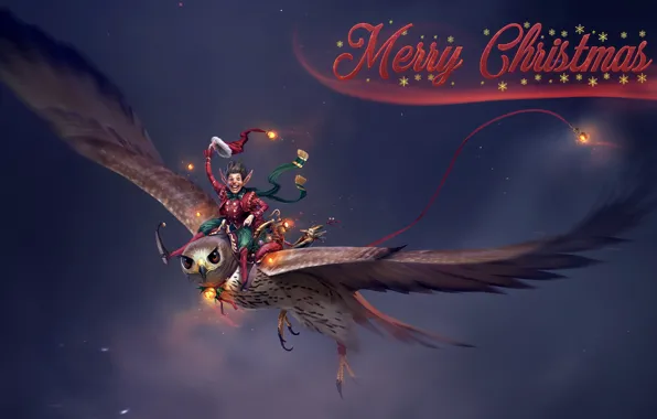 Picture Bird, Christmas, New year, Holiday, Elf, Art, Happy New Year, Christmas, Art, Mood, Fiction, Hawk, …