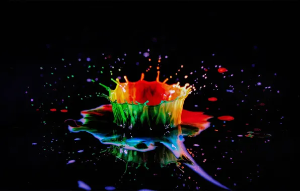 Picture squirt, splash, liquid, black background, liquid, splash, black background, the game of color, color play