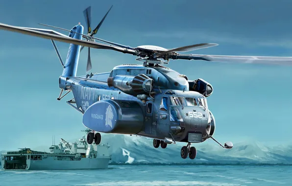 Picture USA, CH-53 Sea Stallion, US NAVY, Heavy, transport helicopter, минный трал, MH-53E Sea Dragon
