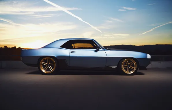 Picture Chevrolet, 1969, Camaro, Blue, Side, G-Code, Ringbrothers, Camaro 1969