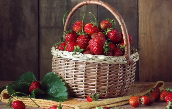Picture summer, strawberry, basket, ripe