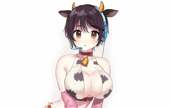 Picture girl, sexy, cleavage, brown eyes, boobs, animal ears, anime, beautiful, short hair, pretty, erotic, breasts, …