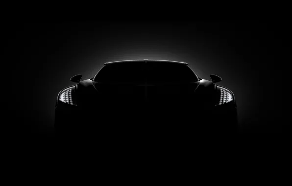 Picture Bugatti, front view, hypercar, 2019, The Black Car