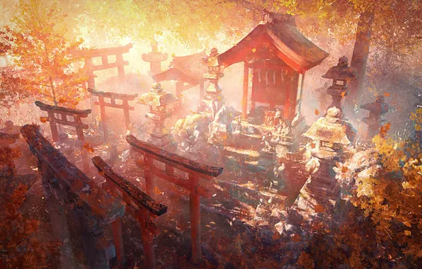 Picture autumn, Japan, Temple, Kyoto, Fushimi Inari Shrine, святилище тысяч ворот