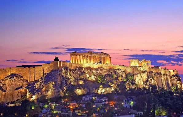 Picture lights, Greece, The Parthenon, Athens, The Acropolis