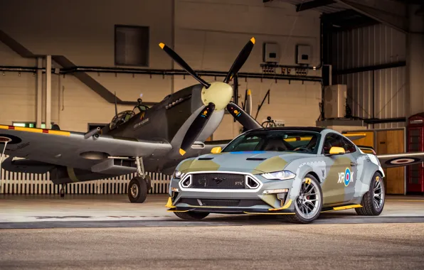 Picture Ford, Hangar, 2018, Supermarine Spitfire, RAF, Royal air force, Mustang GT, Eagle Squadron