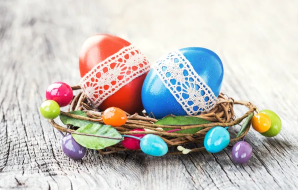 Picture eggs, colorful, Easter, happy, wood, Easter, eggs, decoration