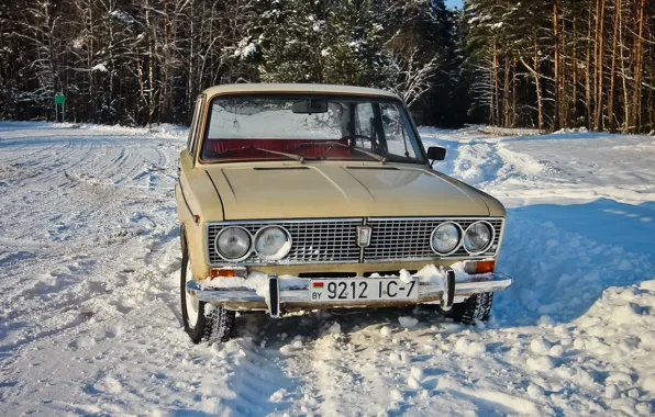 Picture winter, retro, USSR, Lada, winter, VAZ, Lada, ВАЗ 2103