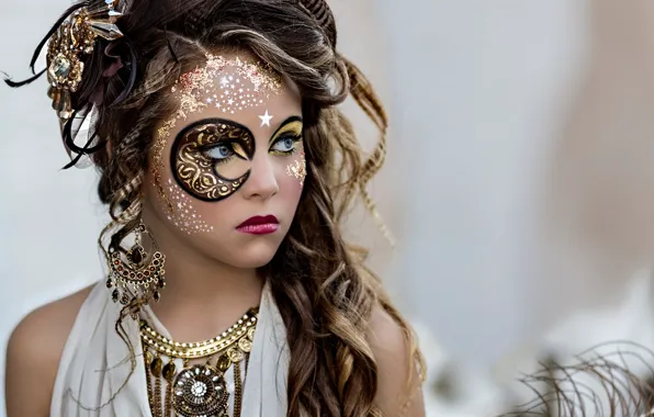 Picture look, girl, stars, decoration, face, style, portrait, a month, makeup, costume, outfit, image, carnival, jewelry, …