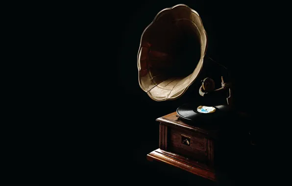 Picture retro, record, black background, gramophone, record, retro, black background, gramophone, Neosiam