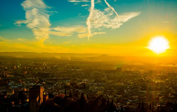 Picture sunset, the city, Spain, Granada