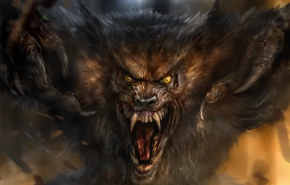 Picture wolf, mouth, werewolf