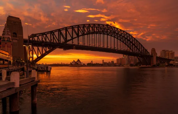 Picture sunset, bridge, Australia, Bay, Sydney, Australia, Sydney, Sydney Harbour Bridge, Harbour Bridge, Bay Port Jackson, …