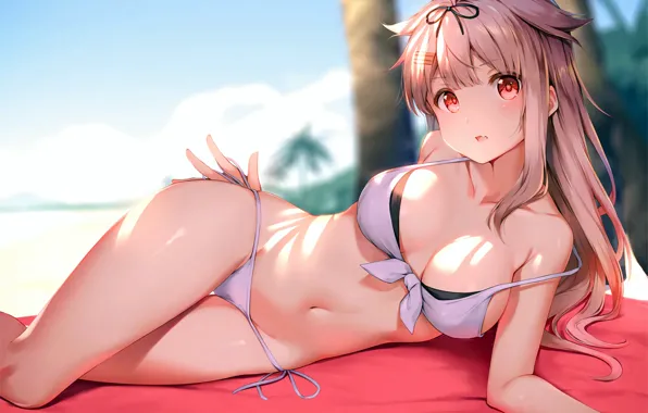 Picture girl, sexy, boobs, anime, beautiful, pretty, erotic, blonde, breasts, bikini, attractive, handsome, Kantai Collection, Kancolle, …