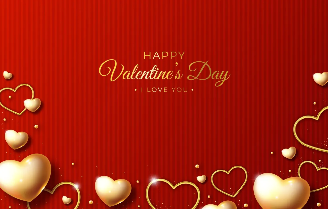 Photo wallpaper love, romance, heart, hearts, golden, love, happy, romantic, hearts, postcard, 14 Feb, Valentine's Day, Valentine's …