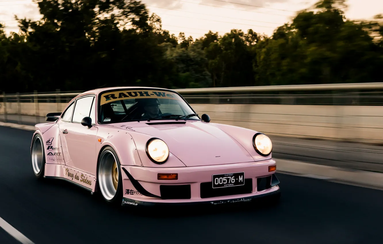 Photo wallpaper Pink, Porsche, Porsche 911, Wide Body, RWB, 930