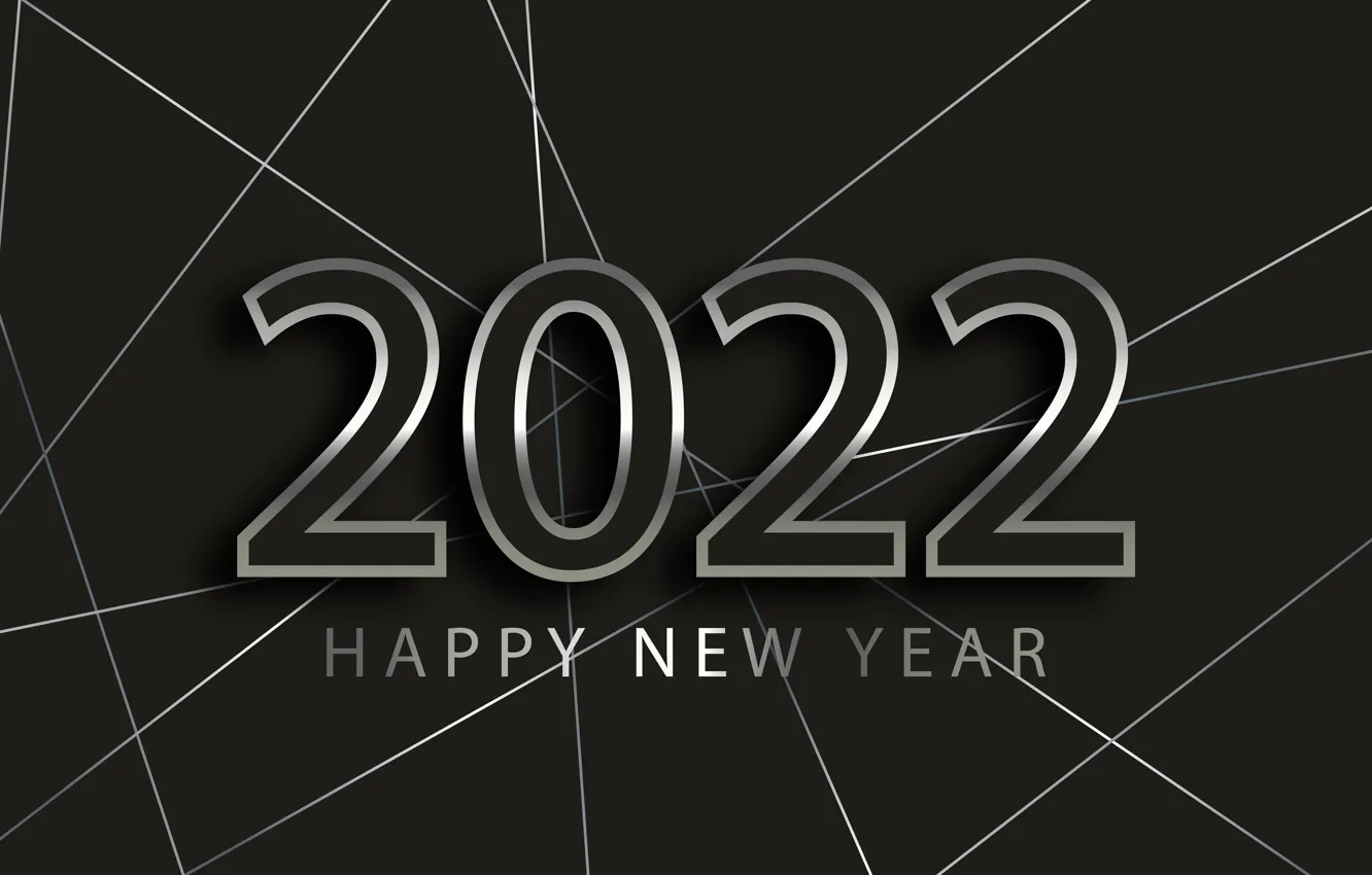 Photo wallpaper figures, New year, silver, black background, new year, happy, luxury, decoration, figures, sparkling, 2022