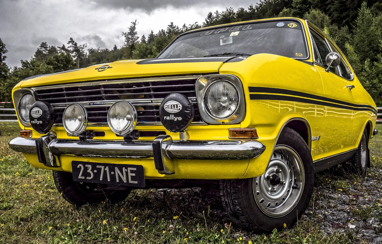 Photo wallpaper car, Yellow, classic, Opel Kadett