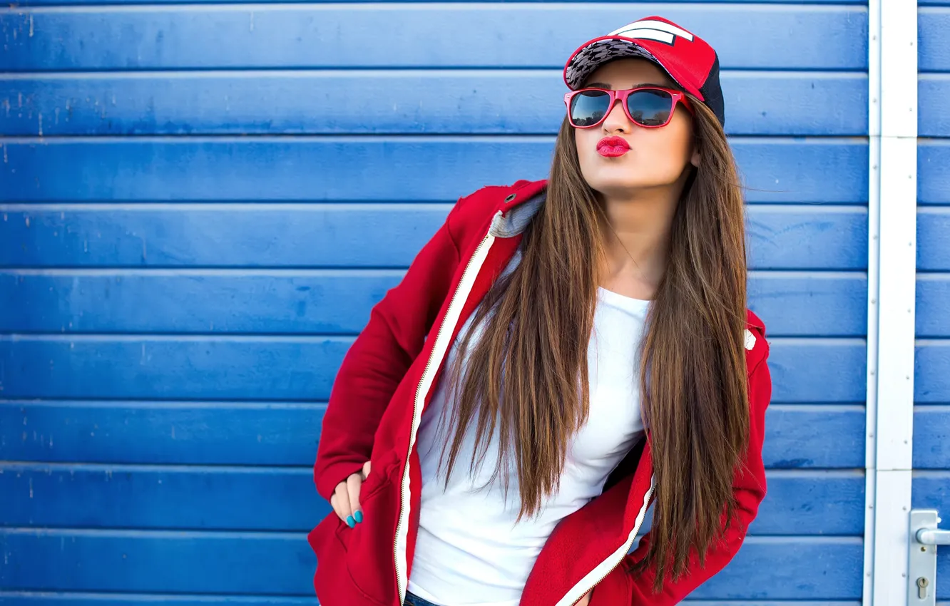 Wallpaper girl, pose, hair, glasses, cap images for desktop, section  девушки - download