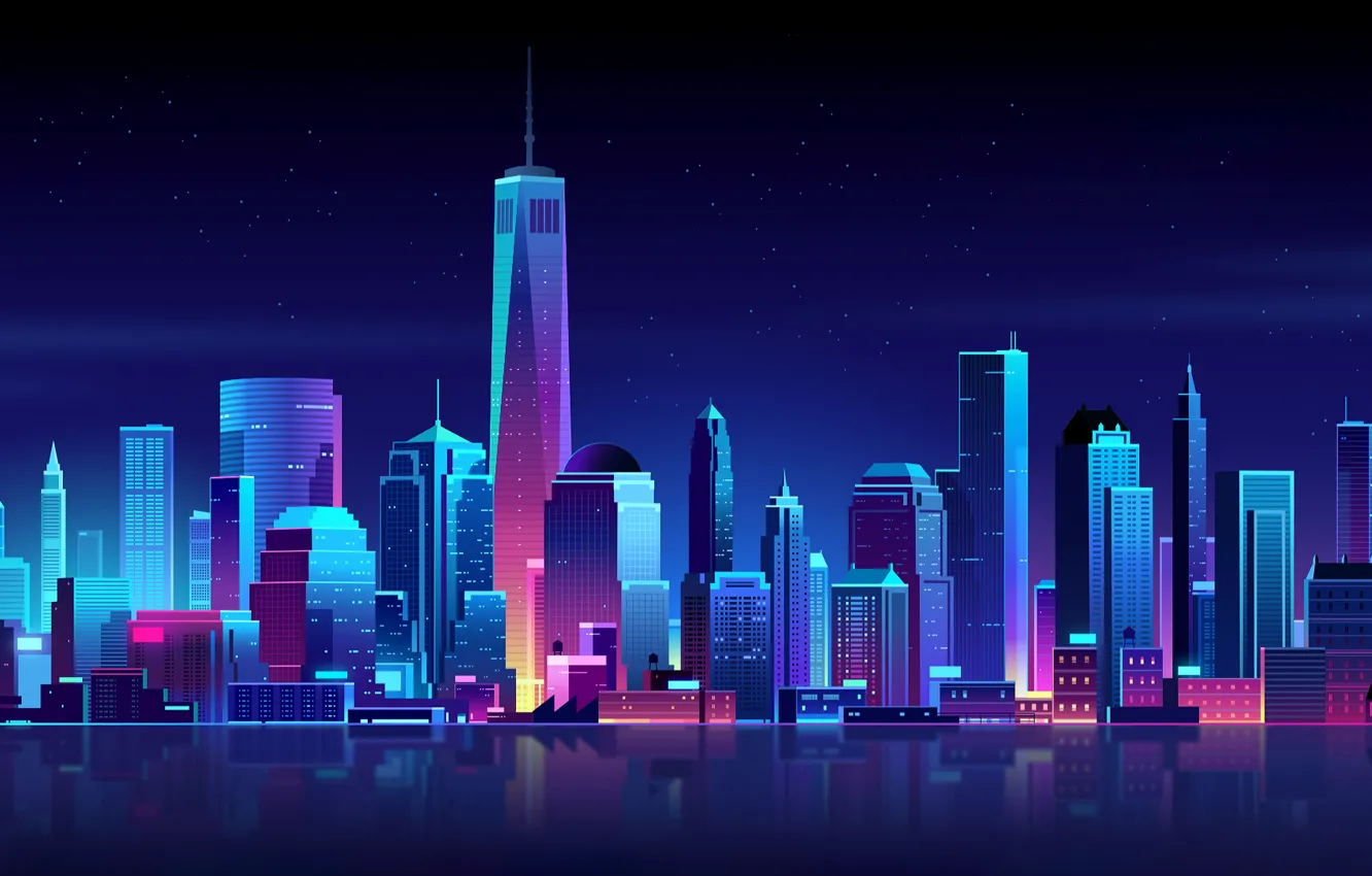 Wallpaper Home New York Night The City Neon Style Building Images, Photos, Reviews