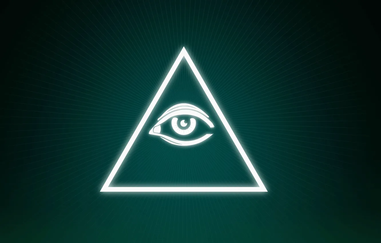 Photo wallpaper eyes, triangle, eye, triangle, the Illuminati, illuminati, темно-зеленый фон, dark green background