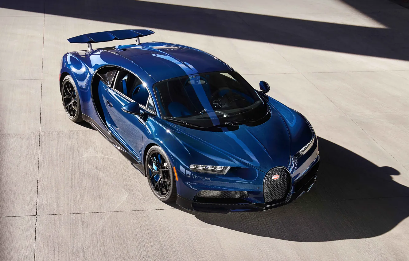 Photo wallpaper Bugatti, Car, Carbon, Blue, Sport, Chiron, 1500HP, Hipercar