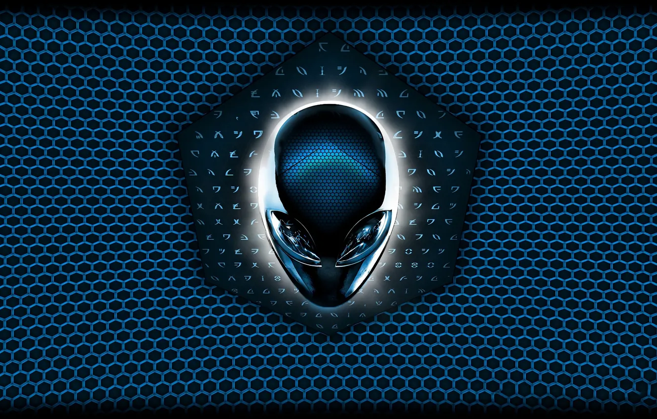 Photo wallpaper the dark background, the game, round, logo, head, backlight, alien, logo, game, alien, Alienware, circle, …