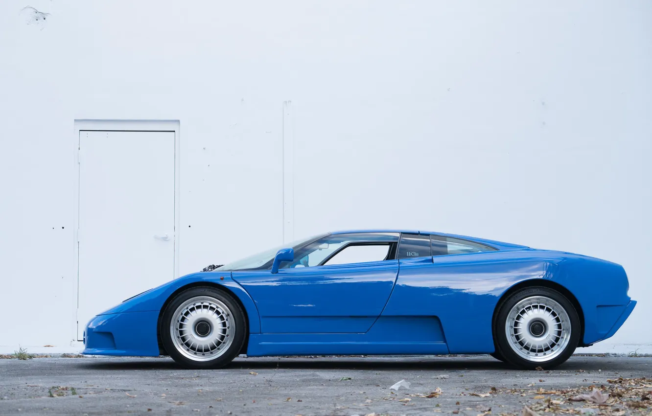 Photo wallpaper Blue, Supercar, Side view, Bugatti EB110