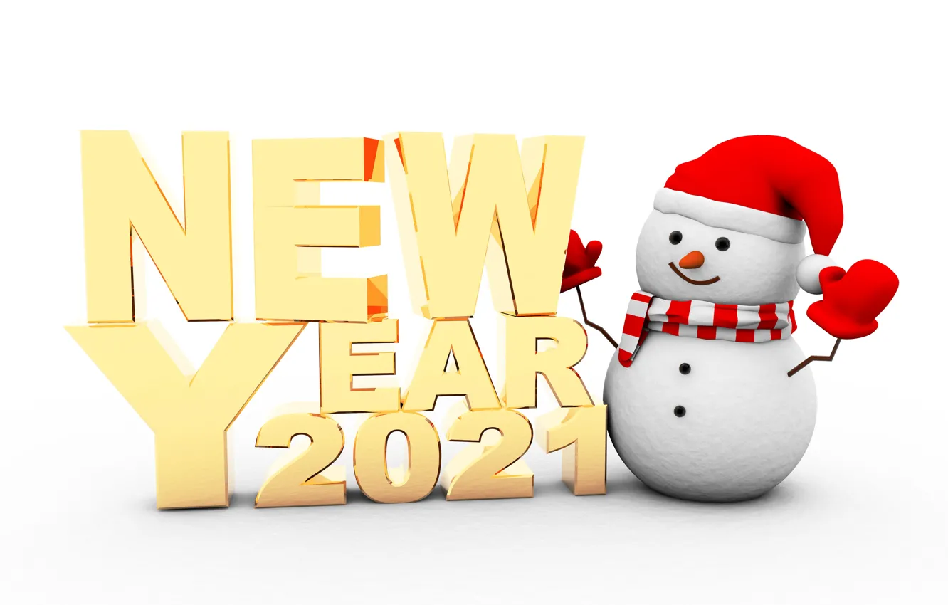 Photo wallpaper New year, snowman, new year, happy, snowman, 2021