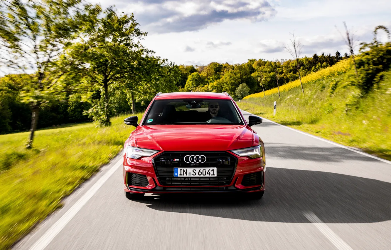 Photo wallpaper road, red, Audi, before, universal, 2019, A6 Avant, S6 Before