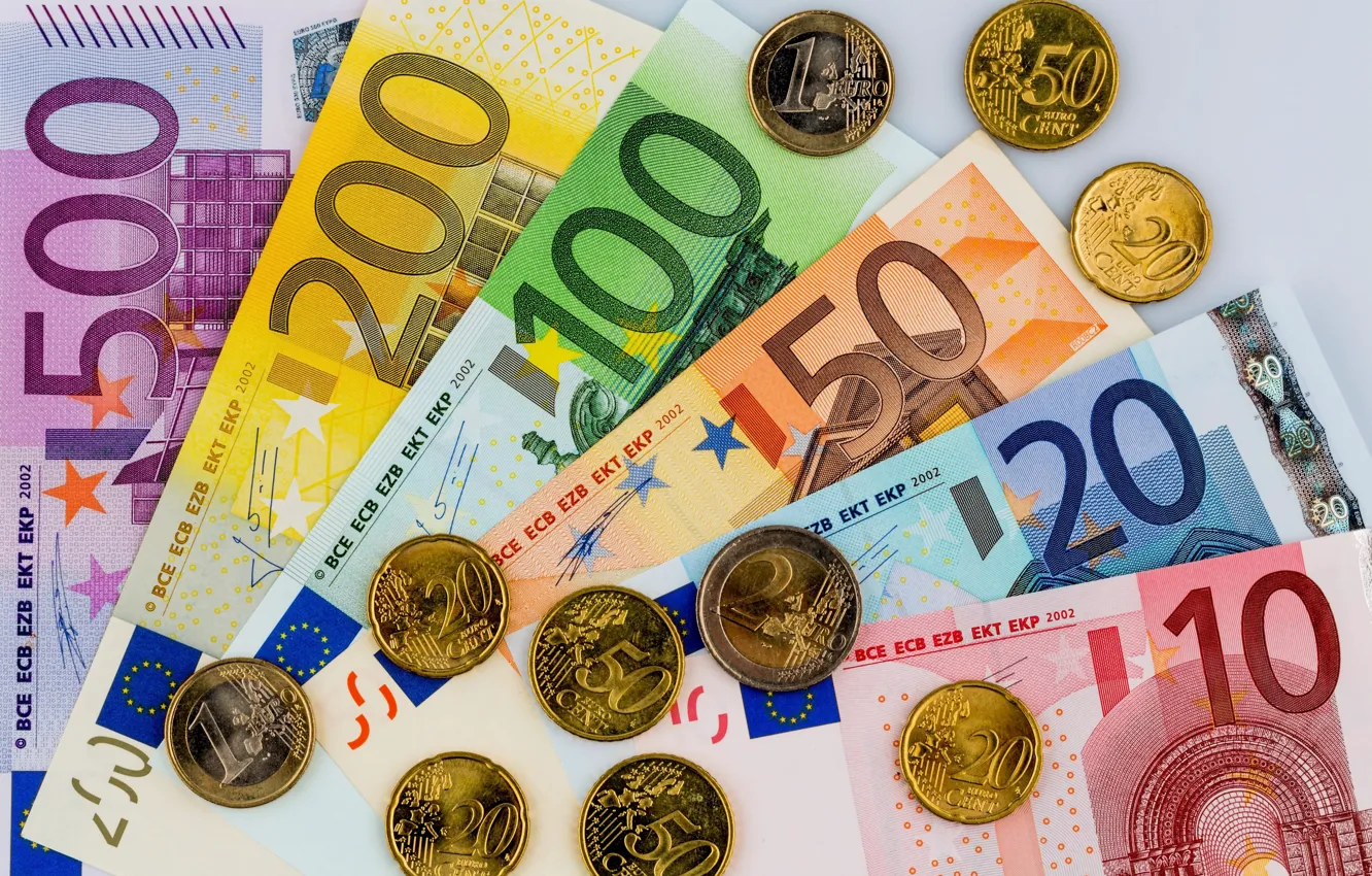 Photo wallpaper money, Euro, coins