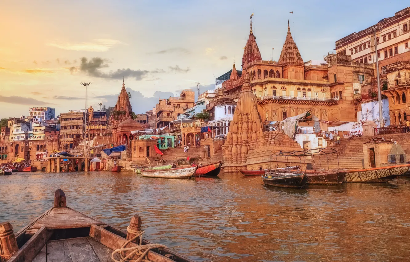 Wallpaper Home, River, Boats, Ganges, Varanasi, Varanasi, The Ganges River,  Ganges, Северная Индия, Ganges River, North India images for desktop,  section город - download