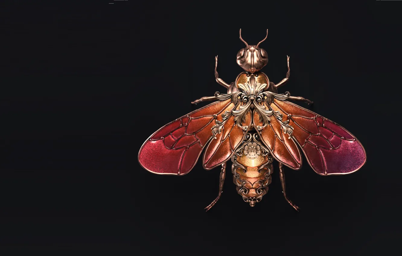 Photo wallpaper art, fly, brooch, Sasha Vinogradova, Jewel wasp