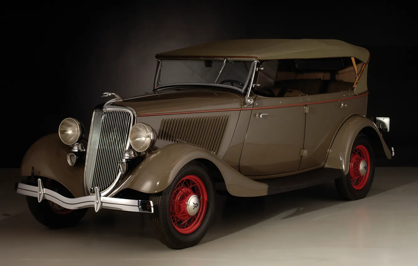 Photo wallpaper auto, old, retro, Ford, Deluxe, 1934, Phaeton, V8